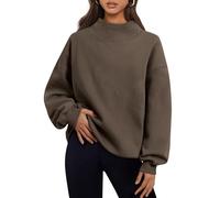 Trendy Queen Womens Oversized Sweatshirts Turtleneck Pullover Long Sleeve Hoodies Tops Fall Fashion Outfits 2025 Clothes, Coffee, Medium