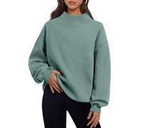 Trendy Queen Womens Oversized Sweatshirts Turtleneck Pullover Long Sleeve Hoodies Tops Fall Fashion Outfits 2025 Clothes, Green, Medium