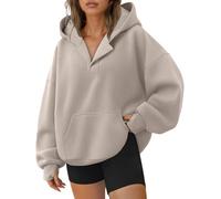 Trendy Queen Womens Oversized V Neck Hoodies with Thumb Hole Pullover Sweatshirts Y2k Clothes Fall Fashion Outfits 2026, Coffeegrey, Medium