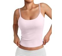 Trendy Queen Womens Spaghetti Strap Tank Top Summer Double Lined Workout Camisole Going Out Cute Tops Y2k Teen Girl Basic, Lightpink, XS