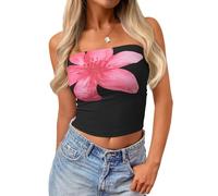 Trendy Queen Women's Y2K Tube Tops Butter Soft Non-Slip Strapless Crop Top Stretchy Bandeau Summer Clothes, Black, XS