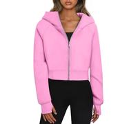 Trendy Queen Womens Zip Up Hoodies Cropped Sweatshirts Fall Outfits Casual Hooded Pullover Sweaters Tops Winter Clothes 2023, Pink, S