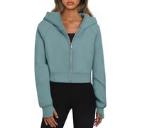 Trendy Queen Womens Zip Up Hoodies Cropped Sweatshirts Fall Outfits Casual Hooded Pullover Sweaters Tops Winter Clothes 2023, Green, Medium