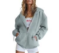 Trendy Queen Womens Zip Up Hoodies Oversized Sweatshirts Fall Fashion Outfits Casual Jackets 2025 Winter Clothes, Sage, Large