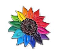 Trendy Rainbow Sunflowers Brooch Pins Sturdy Alloy Jewelry Accessory Adds Warmth Elegant To Any Attire For Daily Use Alloy Lapel Pin