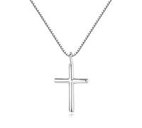 Trendy Real 925 Sterling Silver Cross Shaped Pendant Necklaces For Women White Gold Color Necklaces Jewelry Bijoux