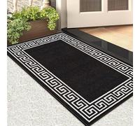 Trendy Realm Athena Door Mat - Non-Slip Washable Doormat, Heavy Duty Welcome Dirt Trapper, Water Absorbent Floor Mat for Indoor/Outdoor Use, Front Entrance, and Kitchen (Black & White, 50x80 cm)
