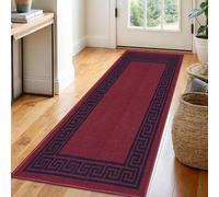 Trendy Realm Athena Runner Rug - Large Non-Slip Washable Carpet for Living Room, Bedroom, Hallway, Lounge, Dining, Kitchen, Modern Indoor Long Floor Runners (Red & Black, 66x220 cm)