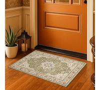 Trendy Realm Cozy Haven Ornaza Collection Doormat - Non-Slip Washable Doormat, Heavy Duty Welcome Dirt Trapper, Water Absorbent Floormat for Indoor use, Front Entrance and kitchen (Green, 60x110 cm)