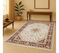 Trendy Realm Cozy Haven Ornaza Collection Rug - Large Washable Non-slip Carpet for Living Room, Bedroom, Lounge Dining, Kitchen Thick Soft Indoor Floor Rugs (Cream, 120x170 cm)