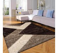 Trendy Realm Nia Lux CollectionRugs - Large Fluffy Area Rug Carpet Non-Slip Soft Modern Indoor Shaggy Floor Rug for Living Room, Bedroom, Hallway, Lounge - (Nia, Brown Cream, 160x230 cm)