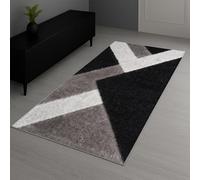 Trendy Realm Nia Lux CollectionRunner Rug - Hallway Carpet Runners, Non-Slip Floor Mats for Kitchen, Living Room, Corridor, Entryway, Door Entrances (Nia, Black Grey, 80x150cm)