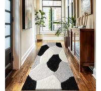 Trendy Realm Nia Lux CollectionRunner Rug - Hallway Carpet Runners, Non-Slip Floor Mats for Kitchen, Living Room, Corridor, Entryway, Door Entrances (Lux, Black White, 80x150cm)