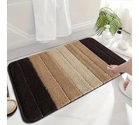 Trendy Realm Stripe Microfiber Memory Foam Bath Mat - Fast Drying Non slip Mats for Bathroom, Shower and Toiler Floor, Quick Dry, Water Absorbent and Washable Bathmats (Brown, 50x80 cm)