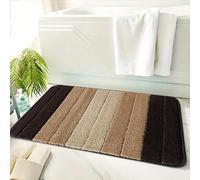 Trendy Realm Stripe Microfiber Memory Foam Bath Mat - Fast Drying Non slip Mats for Bathroom, Shower and Toiler Floor, Quick Dry, Water Absorbent and Washable Bathmats (Brown, 60x110 cm)
