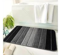 Trendy Realm Stripe Microfiber Memory Foam Bath Mat - Fast Drying Non slip Mats for Bathroom, Shower and Toiler Floor, Quick Dry, Water Absorbent and Washable Bathmats (Black, 60x110 cm)