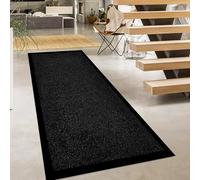 Trendy Realm Washable Rubber Runner Rug - Outdoor & Indoor Heavy Duty Non-Slip Runner Rug for Kitchen Garden, Inside & Outside Floor Mats, Waterproof and Dirt Trapper Entrance Rug (Black, 60x180 cm)