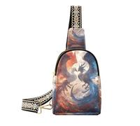 trendy Red and Blue Ice and Fire Phoenix black fanny pack fashion body bags for women for day pack, Red and blue ice and fire Phoenix, 1 size, Red and Blue Ice and Fire Phoenix, 1 size