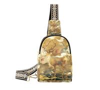 trendy Red and Gold Chinese New Year Deer fanny pack cross waterproof anti theft crossbody bag for travel, Red and gold Chinese New Year deer, One Size