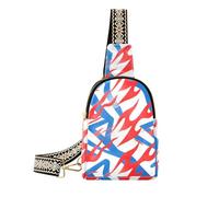 trendy Red Blue White Geometric bag for travel anti-theft fanny pack for women for hiking
