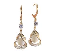 Trendy Red Drop Rhinestone Spiral Dangle Hook Earrings Personality Temperament Rose Checkerboard