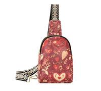 Trendy Red Gold Valentine's Day Romantic Love bag for girls sturdy fanny packs chest bag for day pack, Red gold Valentine's Day romantic love, One Size