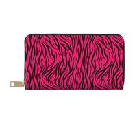 Trendy Red Pink Zebra Print Wallet Women, Leather Bifold Multi Card Wallet, Long Purse Women's Wallets
