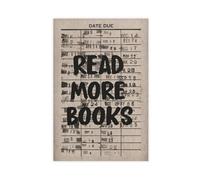 Trendy Retro Read More Books Wall Art, Library Reading Nook Corner Decor, Vintage Library Date Due Canvas Wall Art for Classroom Girls Room Dorm Reading Room Unframe-style 20x30inch(50x75cm)