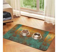 Trendy Rich Copper Patina Metallic,Waterproof Pet Feeding Mat,Cat Dog Placemats for Food and Water, PU Leather Food Mats,40x60cm
