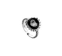 Trendy Rings for Men Men's Stainless Steel Exaggerated Black Drops Of Oil Love Opening Ring To Give Father The, Black, One size