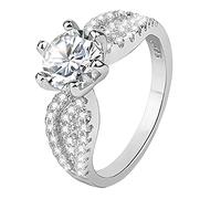 Trendy Rings For Teens Shaped Jewelry Heart Love Love Women Zircon Colorful Hearts Rings Size 9 (Silver-C, S)