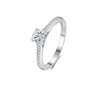 Trendy Rings, Gothic Wedding Ring Classic 0.5ct Round Moissanite 18K White Gold Size O 1/2