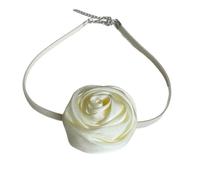 Trendy Rose Flower Choker Necklace for Women Elegant Cloth Fabric Floral Collarbone Necklaces Statement Wedding Adjustable Jewelry, Adjustable, Fabric Cloth, No Gemstone