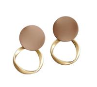 Trendy Round Khaki Dangle Earrings with Sturdy Alloy Construction Geometric Jewelry for Versatile Styling Lightweight Earrings