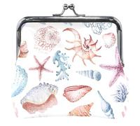 Trendy Seashell Personalized Women Leather Wallet with Kiss Buckle and Money Closure, Seashell White Fashion, ONE SIZE, FASHION SEASHELL White, UNITALLA, Classic, Seashell White Fashion, UNITALLA