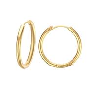 Trendy silver color Rose Gold Black Tone Stainless Steel Hoop Earrings Round Loop Earring For Women