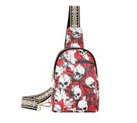 trendy Skull Red Terrible bags fanny pack waterproof fanny pack for women for hiking, skull red terrible