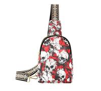 trendy Skull Red Terrible body fanny pack sturdy over shoulder bag for travel, Skull Red Terrible, One Size