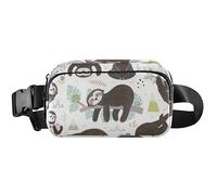 Trendy Sloth Brown Waterproof Fanny Packs for Women Hip Pouch Belt Bag Flower Travel Waist Pouch, Trendy Sloth Brown, 8 x 5.3 x 2.3 inch, Funny Cute, Trendy Sloth Brown, 8 x 5.3 x 2.3 inch, Funny Cute