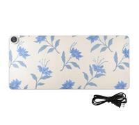 Trendy Small Blue Flower Leather Heated Gaming Mouse Pad 31.5 x 13 in Non Slip Computer Mats for Keyboard Desk Writing,Study