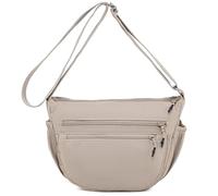 Trendy Small Crescent Bag Nylon Crossbody Bags for Women Lightweight Hobo Luna Bag Multi-Pocket Shoulder Crossbody Purses, Light Khaki