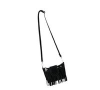 Trendy Small Fringed Shoulder Bag for Women with Zippered and Adjustable Strap Ethnic Styles Tassels Crossbody Purse Faux Suedes Velvets Shoulder Bag