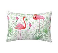 Trendy Soft Floral Flamingo Botany Print Pillowcase 30 X 45 Cm,Throw Cushion Cover With Hidden Zipper