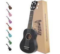 Trendy Soprano Ukulele for Beginners 21 Inch Hawaiian Ukulele for Kid Adult Student with Gig Bag (Black)