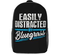 Trendy Sports Bag Easily Distracted by Bluegrass Students Bookbag Durable Travel Bag for Hiking, Work, Camping, 42X32X14Cm