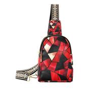 trendy Stained Glass Red Black Valentine's Day bags for girls leather bags fanny pack chest for hiking, stained glass red black Valentine's Day