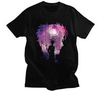 Trendy Steins Gate T-Shirt Men Short Sleeves Time Travel Scientist Rintarou Okabe T Shirt O-Neck Cotton Anime Tee Harajuku Black L