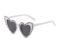 Trendy Sunglasses For Women's Heart Shaped Crystal Diamond Luxury Eyewear Female Shades