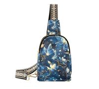 trendy Surrealism Fairies Butterfly Electric Blue Gold bag for woman leather cross body fanny pack for day pack