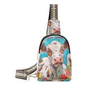 trendy Sweet Home Oil Painting Animal Cow Floral Colorful small crossbody bags anti-theft fanny pack for men for travel
